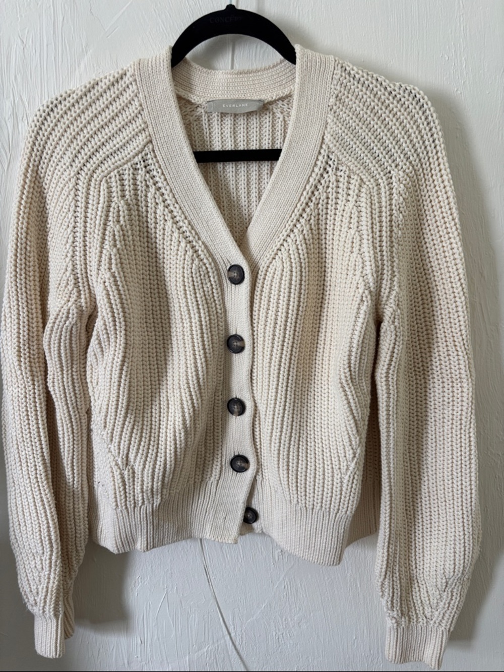 Everlane Cotton Blend Cream Button-Front Women’s Sweater Cardigan